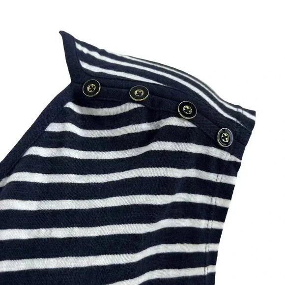 Talbots 1XL NWT Navy White Stripe Belted Knit Shift Midi Dress Nautical Yacht - Picture 5 of 15
